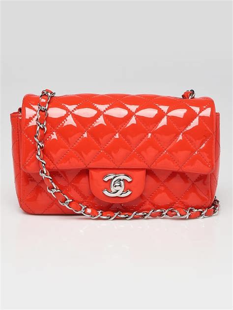 Red Quilted Patent Leather Classic Rectangular Mini Flap Bag